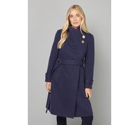 Wallis Petite Funnel Neck Tie Belt Coat In Navy navy 18