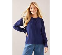 Wallis Petite Gathered Neck Blouse In Navy navy 12