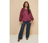 Wallis Petite Gathered Puff Hem Blouse In Plum plum 8