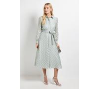 Wallis Petite Geo Organza Shirt Midi Dress In Mint mint