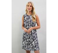 Wallis Petite Geo Viscose Shift Dress In Navy navy 18