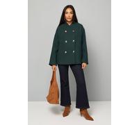 Wallis Women's Petite Grown On Neck Peacoat in Green | Size: 16 Wallis Green 16