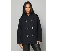 Wallis Women's Petite Grown On Neck Peacoat in Navy | Size: 12 Wallis Navy 12