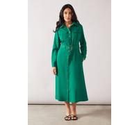 Wallis Petite Heavy Crepe Stud Detail Utility Dress In Green green 16