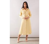 Wallis Petite Heavy Crepe Stud Detail Utility Dress In Yellow yellow 16