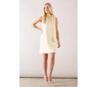 Wallis Petite High Neck Satin Shift Dress In Yellow yellow 14