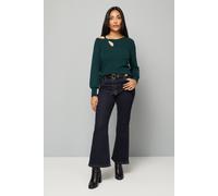 Wallis Petite Keyhole Detail Knitted Top In Forest forest M