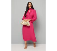 Wallis Petite Keyhole Ruffle Detail Midi Dress In Raspberry raspberry 12
