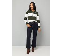 Wallis Petite Khaki Collared Polo Striped Jumper khaki S