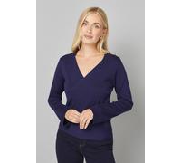 Wallis Petite Knitted Button Shoulder Jumper In Navy navy M