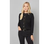 Wallis Petite Knitted Metallic Button Cardigan In Black black M