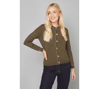 Wallis Petite Knitted Metallic Button Cardigan In Khaki khaki L