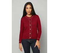 Wallis Petite Knitted Metallic Button Cardigan In Red red S