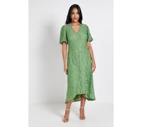 Wallis Women's Petite Lace Drop Hem Midi Dress in Green | Size: 12 Wallis Green 12