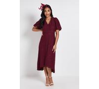 Wallis Petite Lace Drop Hem Midi Dress In Plum plum