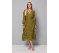 Wallis Petite Lace Fit & Flare Midi Dress In Olive olive 10