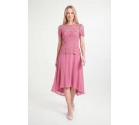 Wallis Women's Petite Lace Overlay Midi Dress in Rose | Size: 10 Wallis Rose 10