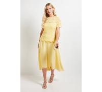 Wallis Women's Petite Lace Overlay Midi Dress in Yellow | Size: 12 Wallis Yellow 12