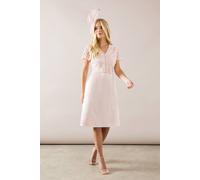 Wallis Women's Petite Lace Overlay Pencil Midi Dress in Blush | Size: 18 Wallis Blush 18