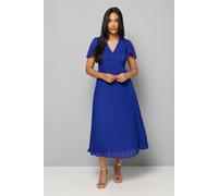 Wallis Petite Lace Pleated Skirt Midi Dress In Cobalt cobalt 14