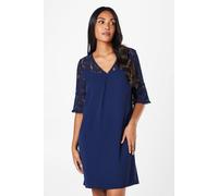 Wallis Petite Lace Ruffle Sleeve Shift Dress In Navy navy 10
