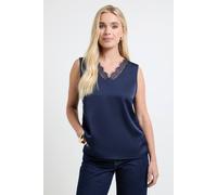 Wallis Petite Lace Trim Cami Top In Navy navy