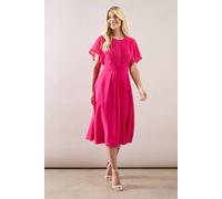 Wallis Petite Lace Trim Detail Cape Midi Dress In Hot Pink hot pink 12