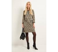 Wallis Petite Leopard Ponte Contrast Shift Dress In Natural natural 12