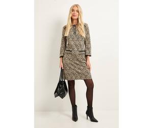 Wallis Petite Leopard Ponte Contrast Shift Dress In Natural natural 20
