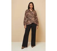 Wallis Petite Leopard Print Knot Detail Shirt In Brown brown