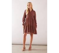 Wallis Petite Leopard Viscose Smock Dress In Ginger ginger 18