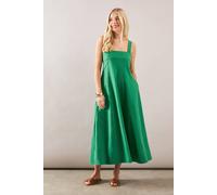 Wallis Petite Linen Mix Seam Detail Midaxi Dress In Green green 14