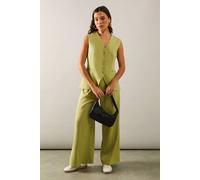 Wallis Petite Longline Button Detail Waistcoat In Sage sage 16
