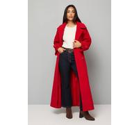 Wallis Petite Maxi Double Breasted Car Coat In Berry berry