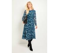 Wallis Petite Mesh Seam Detail Midi Dress In Teal teal