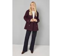 Wallis Petite Mid Length Double Breasted Coat In Berry berry