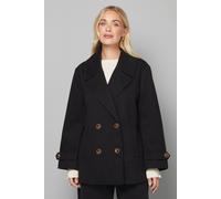 Wallis Petite Mid Length Double Breasted Coat In Black black