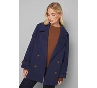 Wallis Petite Mid Length Double Breasted Coat In Navy navy