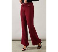 Wallis Petite Military Button Tab Kickflare Trouser In Burgundy burgundy 20