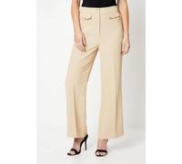 Wallis Petite Military Button Tab Kickflare Trouser In Stone stone 20