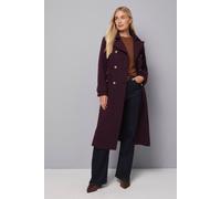 Wallis Petite Military Double Breasted Longline Coat In Berry berry 14