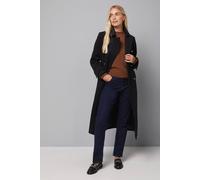 Wallis Petite Military Double Breasted Longline Coat In Black black