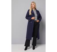 Wallis Petite Military Double Breasted Longline Coat In Navy navy 18
