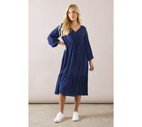 Wallis Petite Navy Drawstring Viscose Midi Dress navy 10