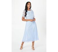 Wallis Petite Occasion Cornelli Slash Neck Dobby Midi Dress In Blue blue S