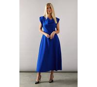 Wallis Petite Occasion Cowl Neck Crepe Midi Dress In Blue blue 12
