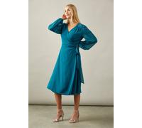 Wallis Petite Occasion Embellished Sequin Shoulder Wrap Midi Dress In Teal teal 12