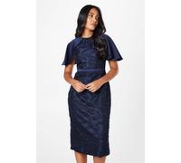 Wallis Petite Occasion Floral Cap Sleeve Pencil Dress In Navy navy