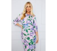 Wallis Petite Occasion Floral Scuba Midi Dress In Lilac lilac 18