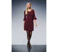 Wallis Petite Occasion Glitter Jersey Ruffle Shift Dress In Red